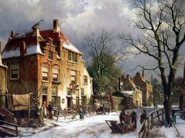 Winter in town Print